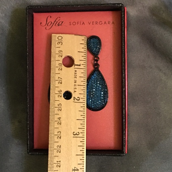 Sofia Vergara Blue Sparkle Dangle Earrings - Picture 5 of 5